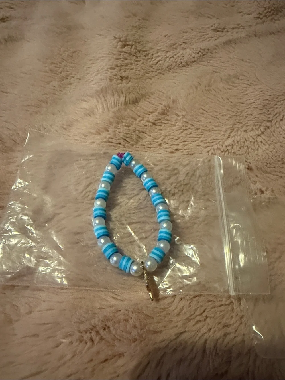 Kids Beaded Friendship Bracelets - Blue & Cream
